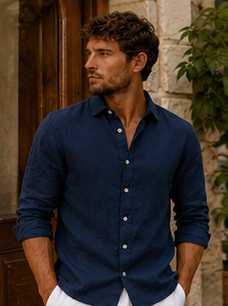 Linen shirt - Navy blue