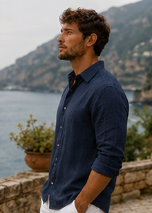 Linen shirt - Navy blue