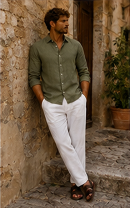 Linen shirt - Olive green